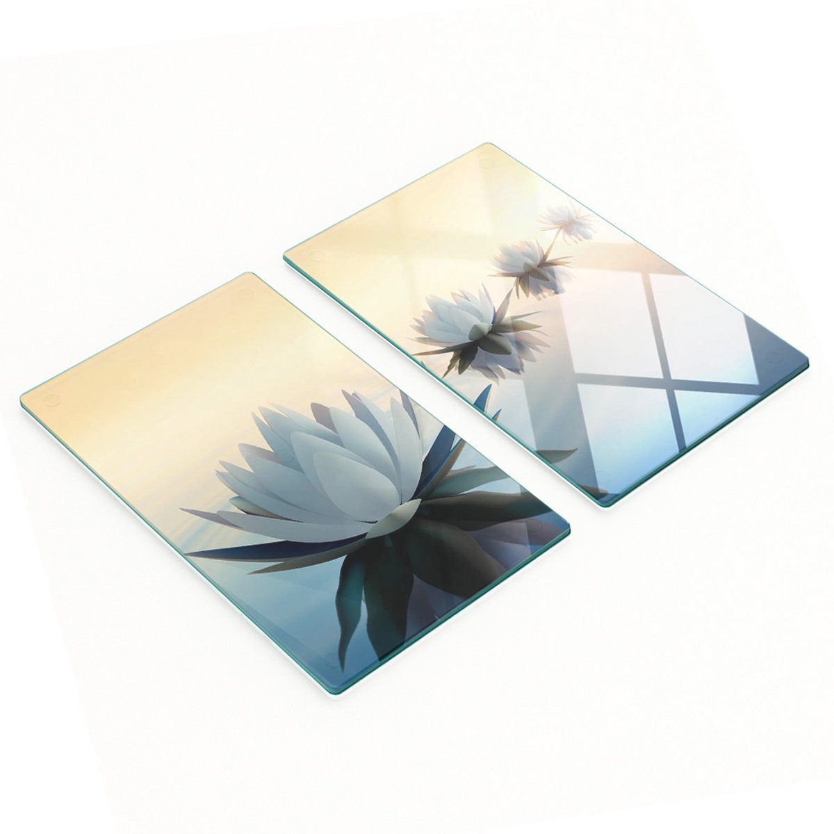 Decoratieve glazen serveerplanken voor snacks met lotusbloemen, 2x30x52 cm
