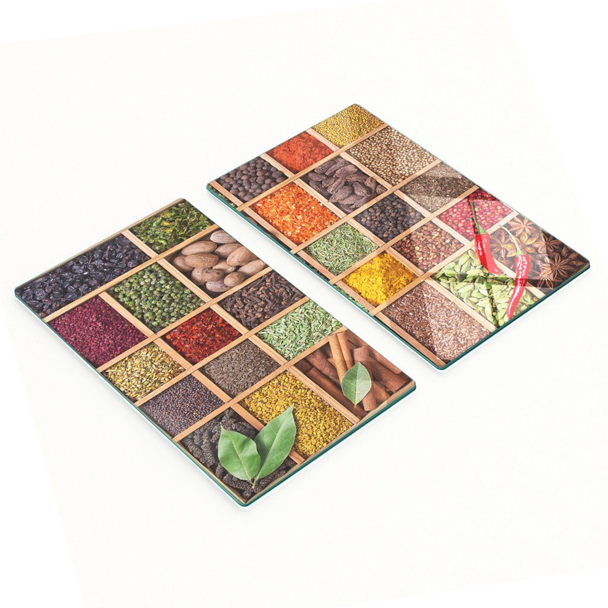Decoratieve snijplanken van gehard glas voor specerijen en kruiden, 2x30x52 cm
