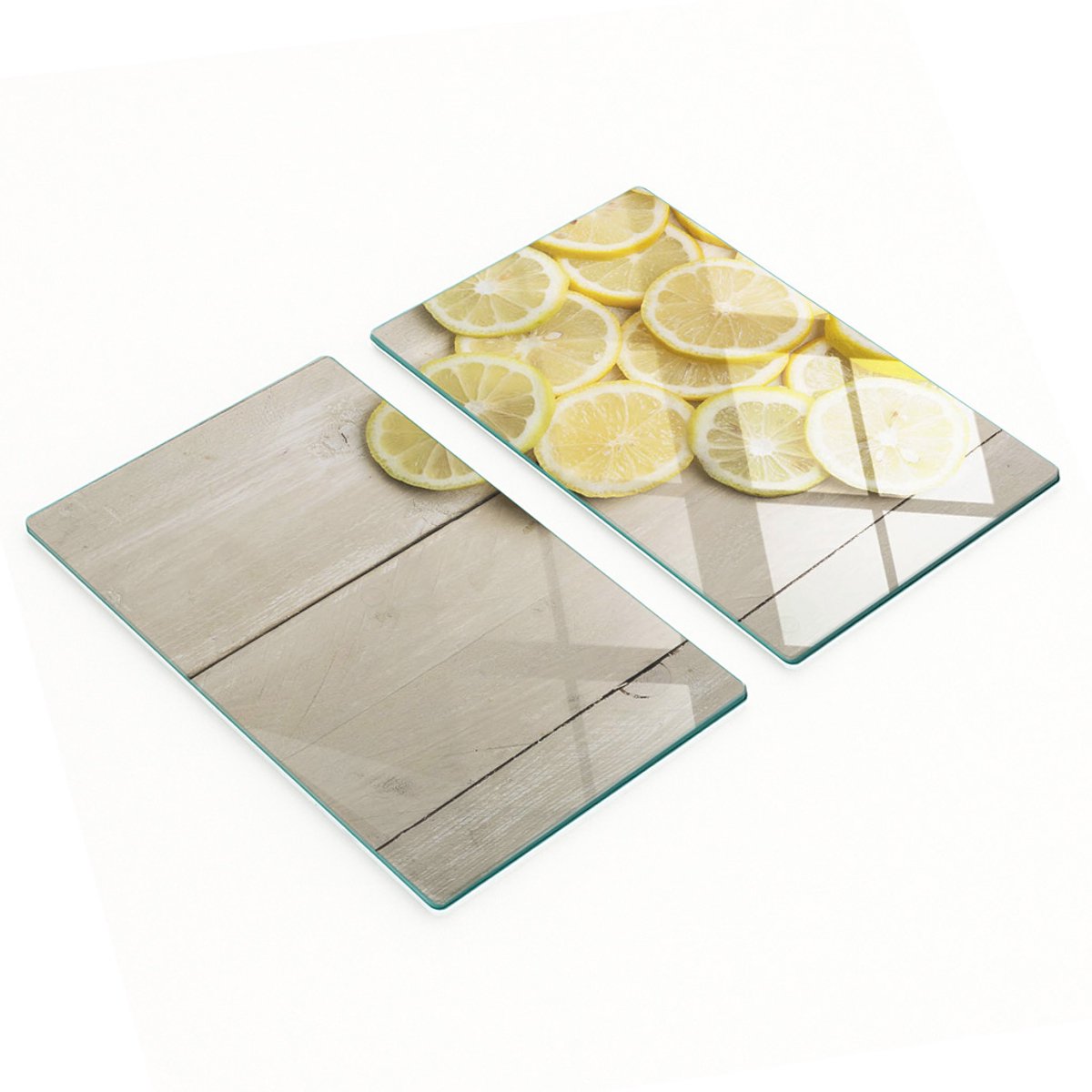 Glazen snijplanken met afbeeldingen, citroenhout, 2x30x52 cm