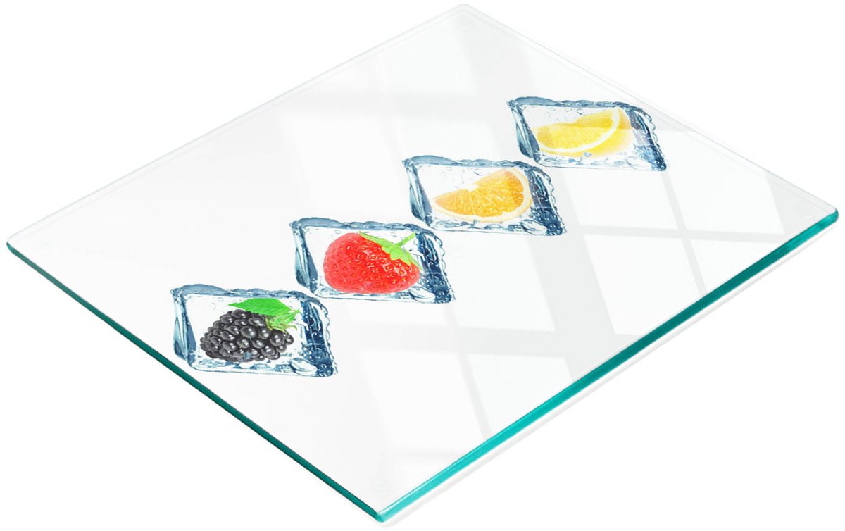 Decoratieve glazen snij- en serveerplank voor fruitblokjes 60x52 cm