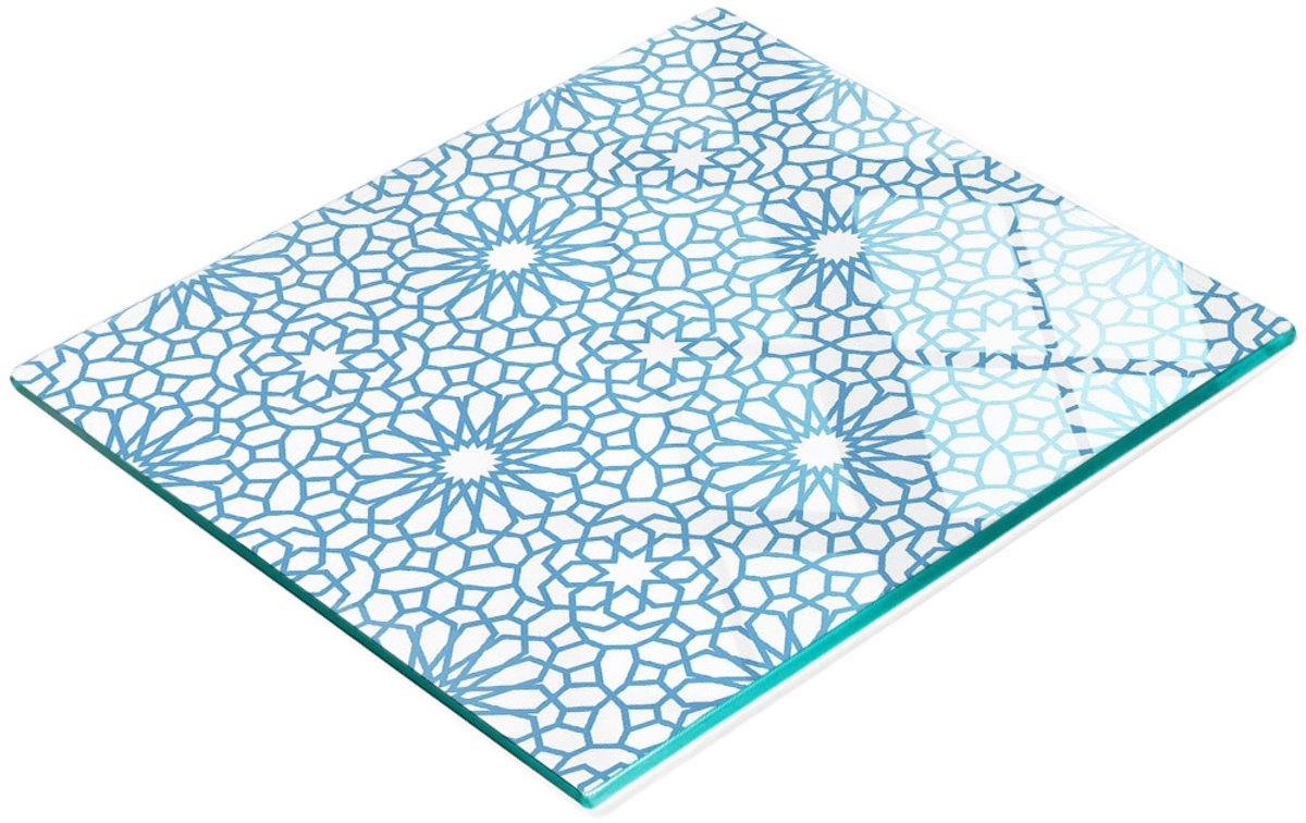 Decoratieve snijplank van gehard glas met oosters patroon, 60x52 cm
