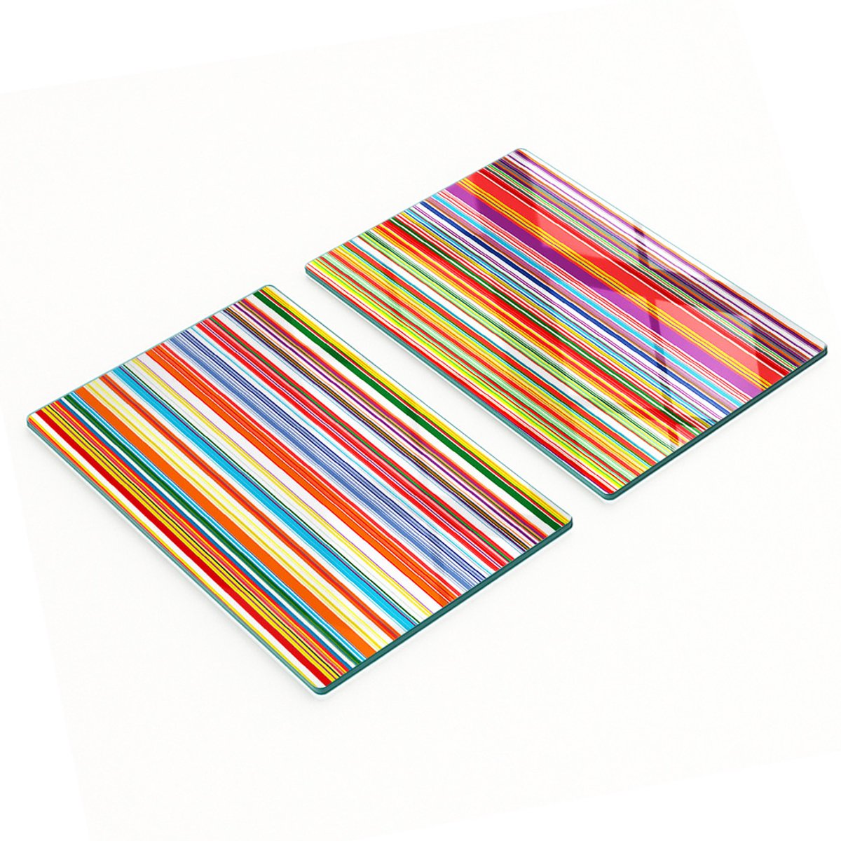 Decoratieve glazen snij- en serveerplanken, gekleurde strepen, 2x40x52 cm