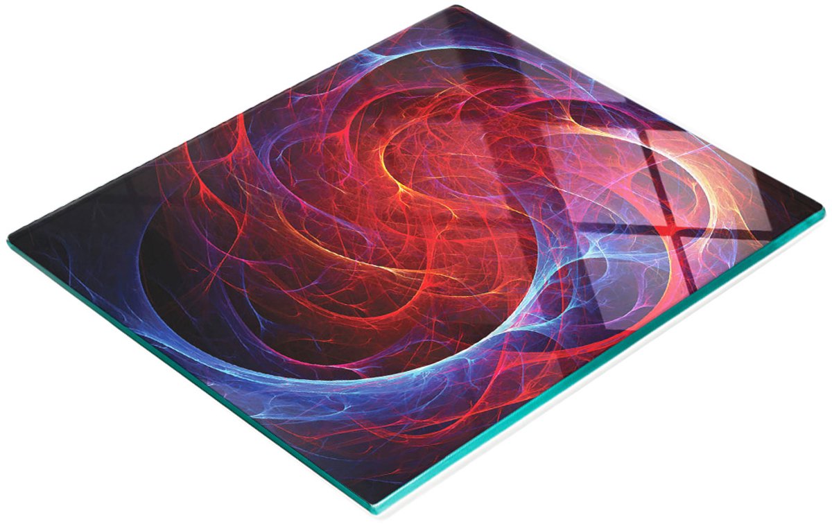 Decoratieve glazen snijplank voor in de keuken, fractale kunst, 60x52 cm
