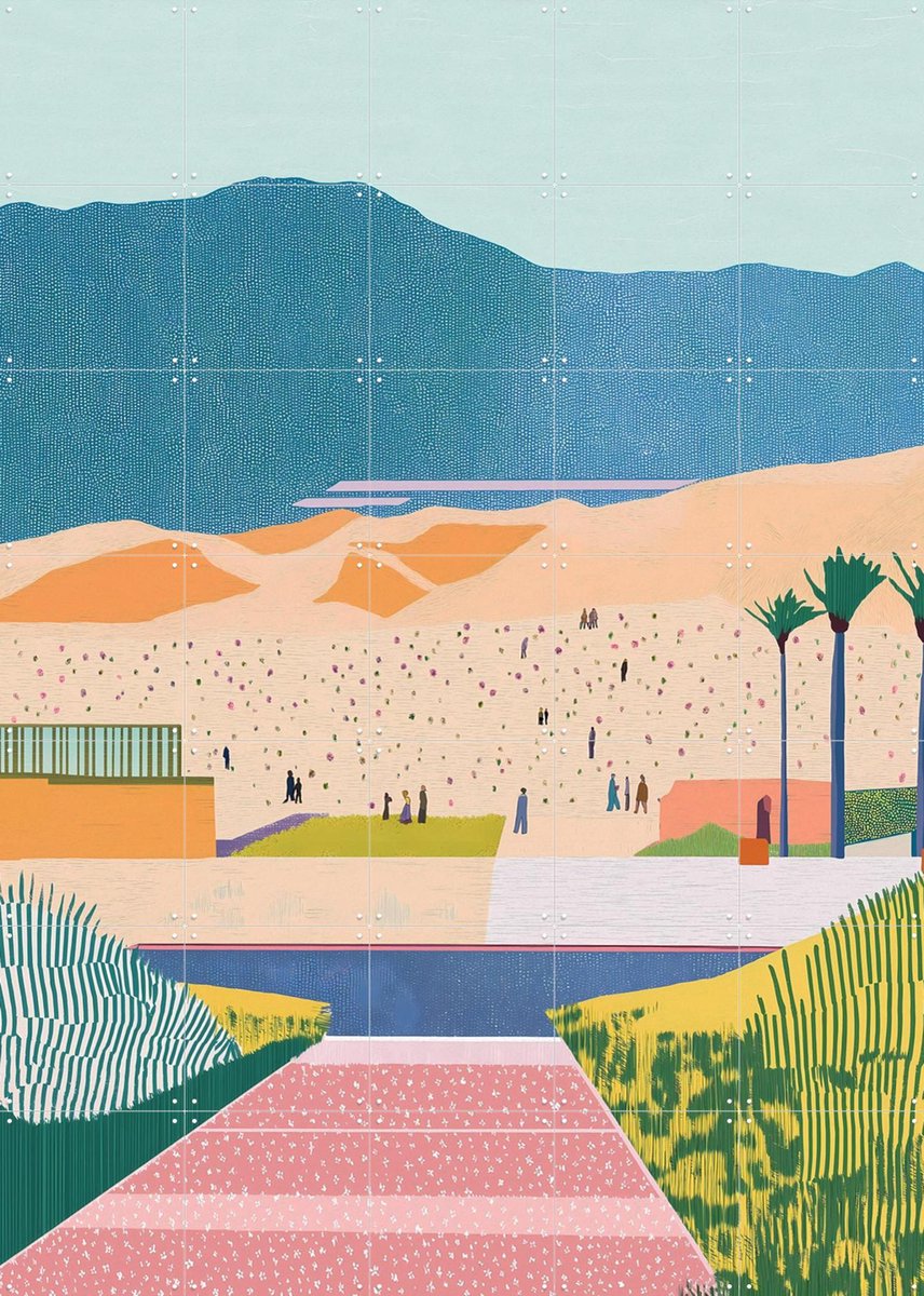 IXXI Walk in Dunes, Artclaud - 100 x 140 cm - Gratis ophangtool - Grote wanddecoratie en posters - Kleurrijk, Illustraties, Woonkamer, Landschappen