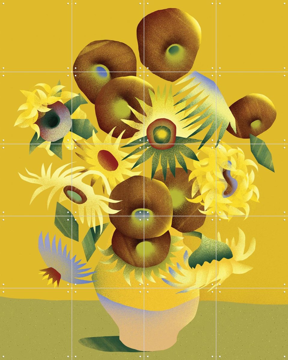 IXXI Sunflowers, Studio Muti & Van Gogh 21st Century - 80 x 100 cm - Gratis ophangtool - Grote wanddecoratie en posters - Digitale Kunst