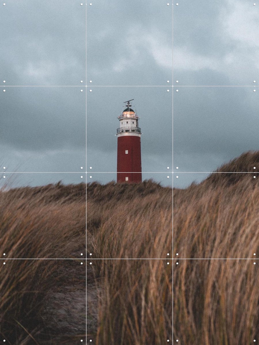 IXXI Texel Lighthouse, Teun de Leede & Kunst in Kaart - 60 x 80 cm - Gratis ophangtool - Grote wanddecoratie en posters - Fotografie, Gang, Woonkamer