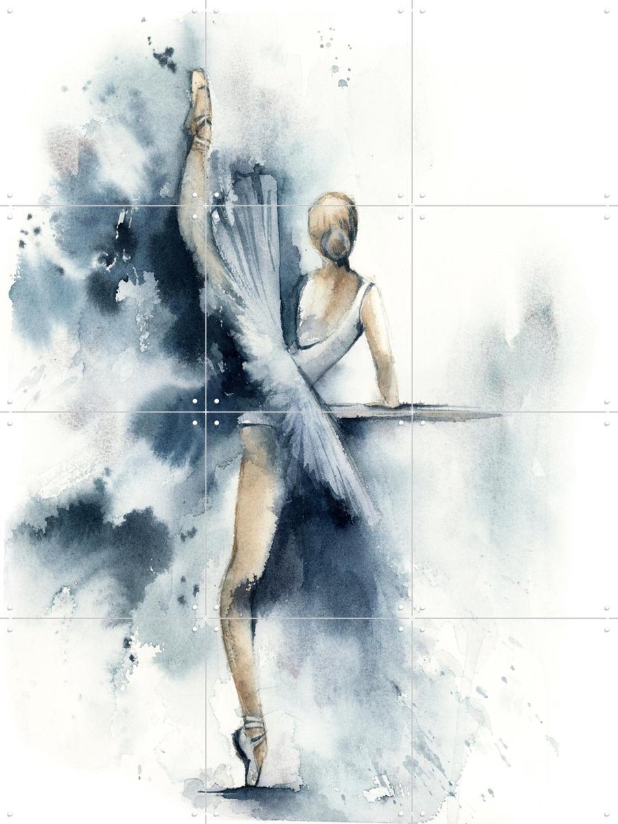 IXXI Ballerina Blue 1, Canot Stop Painting - 60 x 80 cm - Gratis ophangtool - Grote wanddecoratie en posters - Aquarel, Woonkamer, Slaapkamer