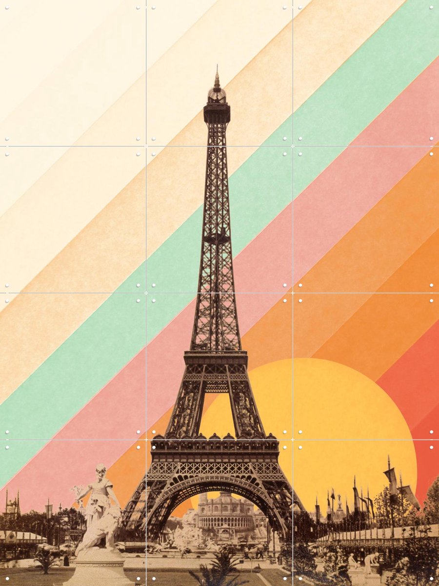 IXXI Rainbow, Florent Bodart - 60 x 80 cm - Gratis ophangtool - Grote wanddecoratie en posters - Vintage, Pop art, Illustraties, Kleurrijk, Collage