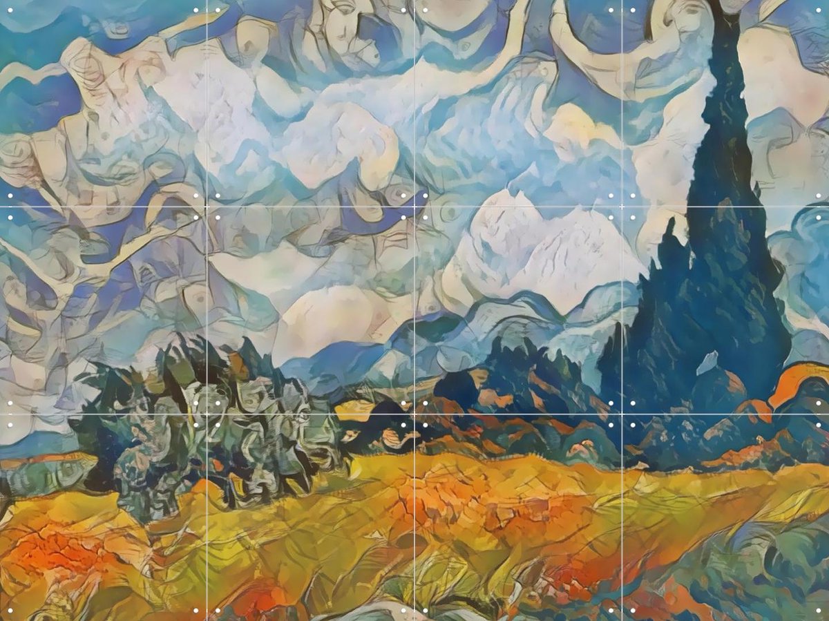 IXXI Wheatfield with Cypresses Picasso style, Seaways & Van Gogh 21st Century - 80 x 60 cm - Gratis ophangtool - Grote wanddecoratie en posters -