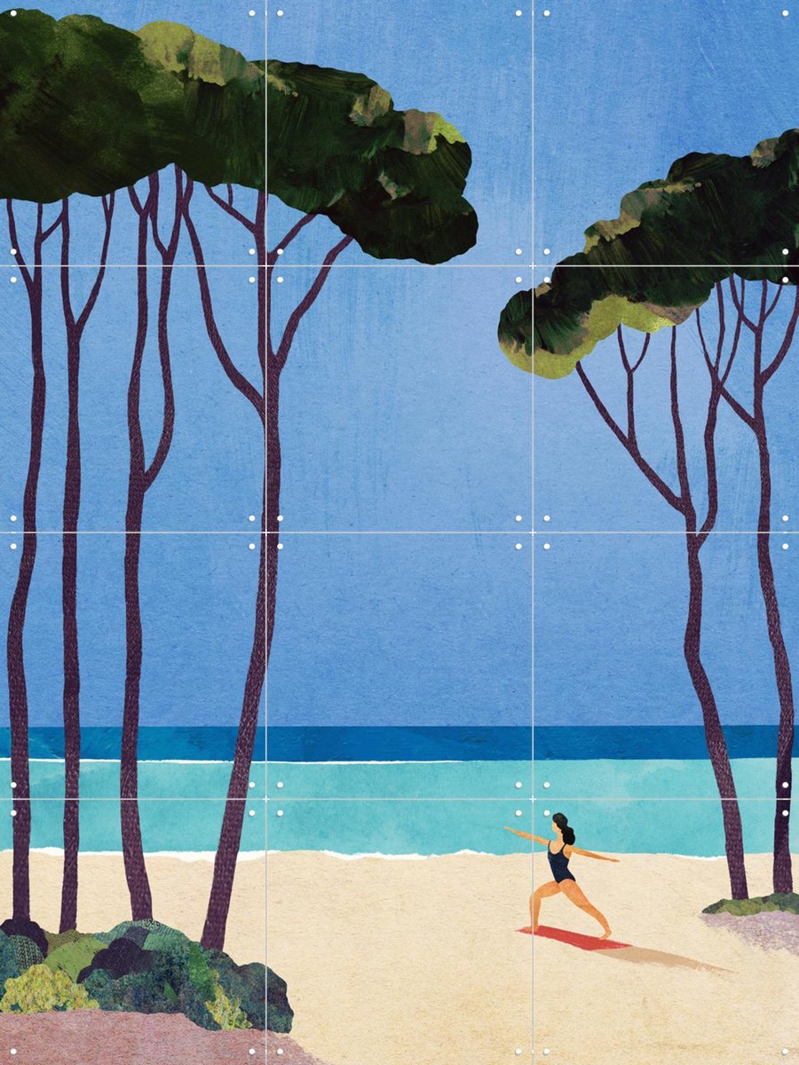IXXI Yoga Girl, Henry Rivers - 60 x 80 cm - Gratis ophangtool - Grote wanddecoratie en posters - Kleurrijk, Grafisch Ontwerp, Speels, Illustraties