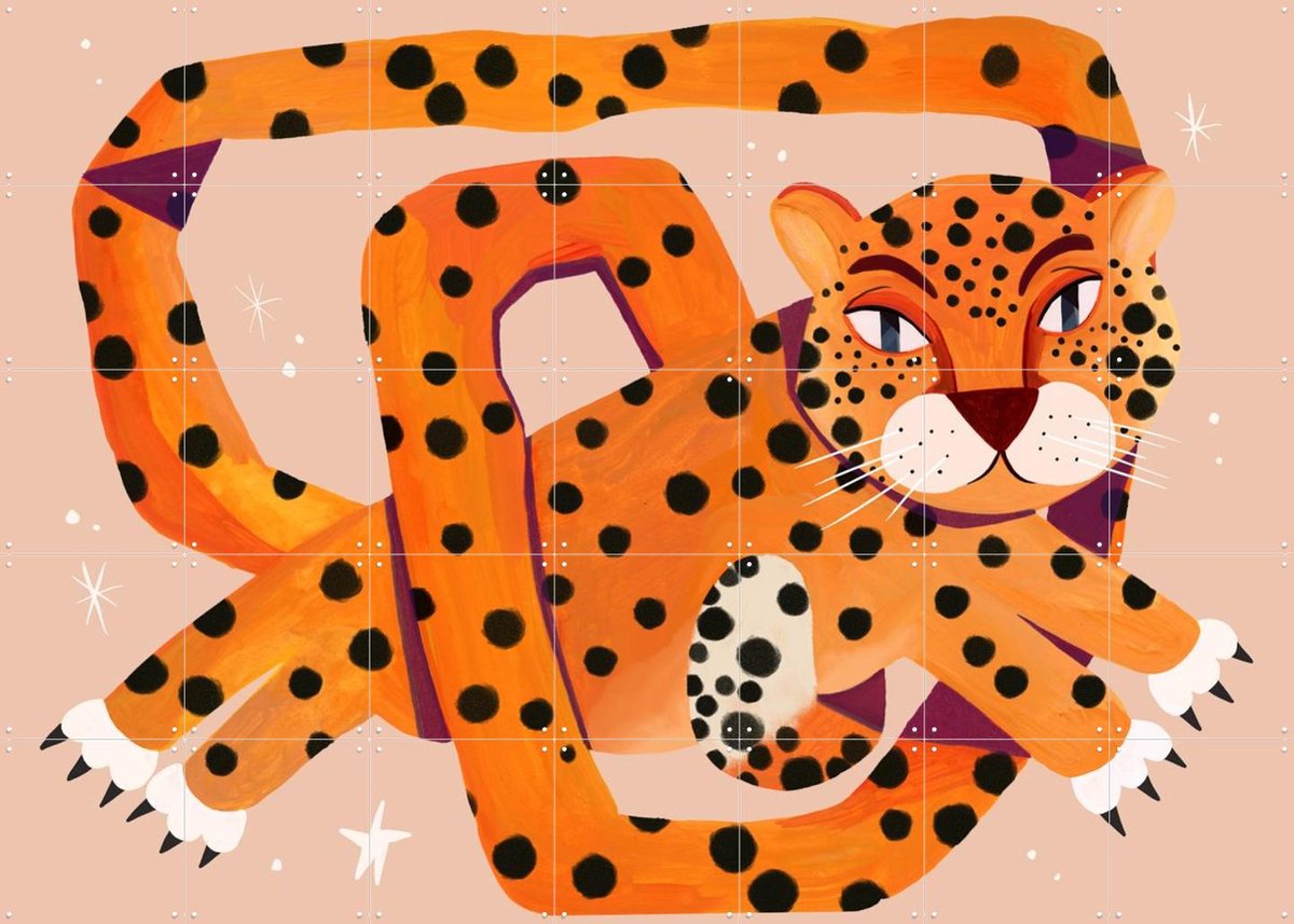 IXXI Amur Leopard, Lena Addink - 140 x 100 cm - Gratis ophangtool - Grote wanddecoratie en posters - Illustraties, Speels, Grafisch Ontwerp