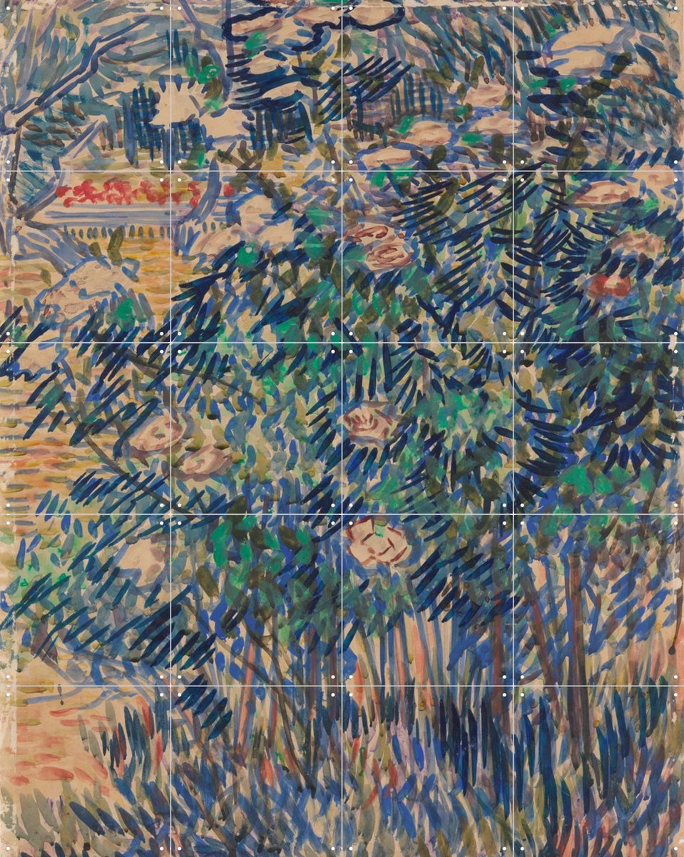 IXXI Bloeiende rozenstruiken in de tuin van de inrichting, Vincent van Gogh (1853 - 1890) & Kröller-Müller Museum - 80 x 100 cm - Gratis ophangtool -