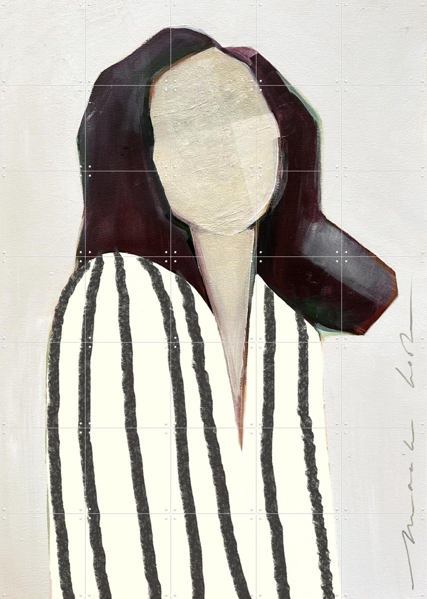 IXXI Lady in Stripes, Maaike Koster & My Deer Art Shop - 100 x 140 cm - Gratis ophangtool - Grote wanddecoratie en posters - Abstract, Strepen