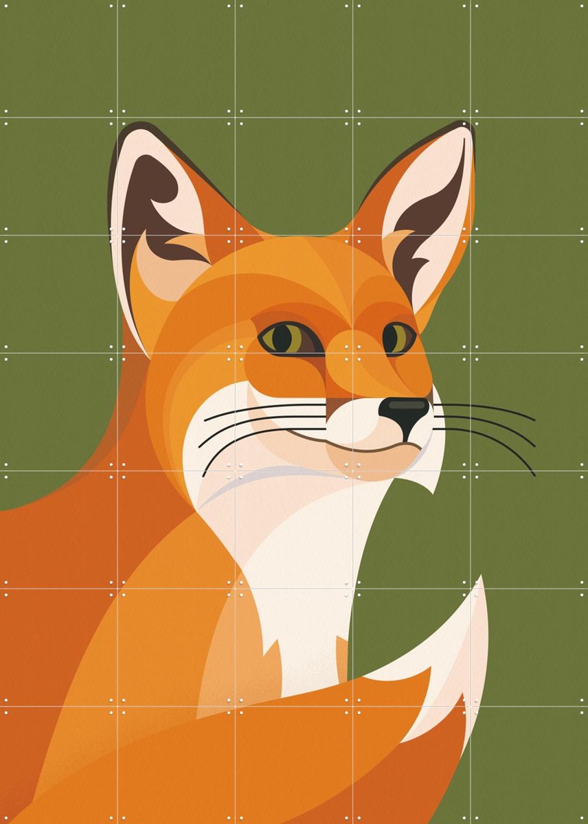 IXXI Vos, Elke Uijtewaal - 100 x 140 cm - Gratis ophangtool - Grote wanddecoratie en posters - Geometrische Kunst, Illustraties, Digitale Kunst