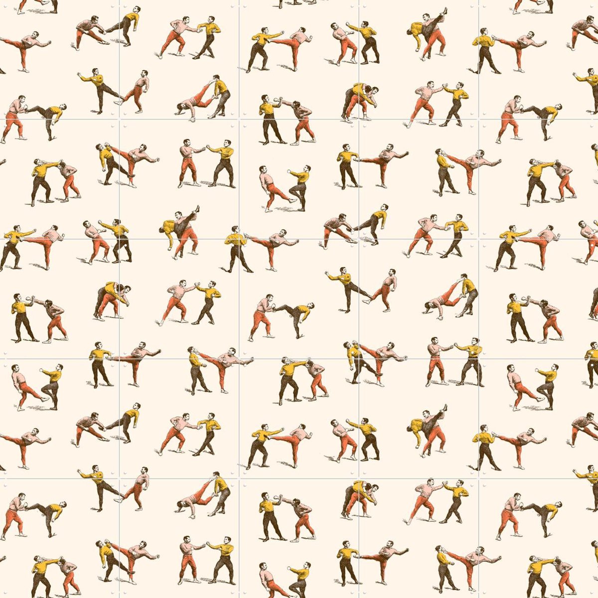 IXXI The Boxers, Florent Bodart - 100 x 100 cm - Gratis ophangtool - Grote wanddecoratie en posters - Illustraties, Vintage, Grafisch Ontwerp, Speels