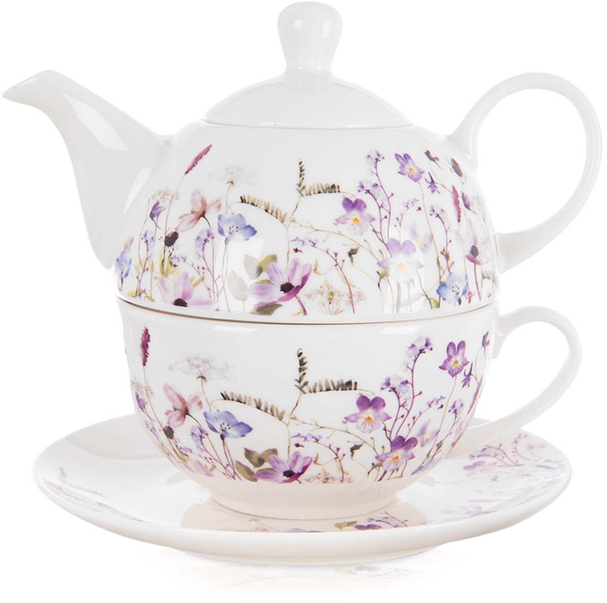 Theepot met Kop Porselein Bloemen LOUKA 3 delig - Theekan - Kopje - Theepot - Thee voor Één Set