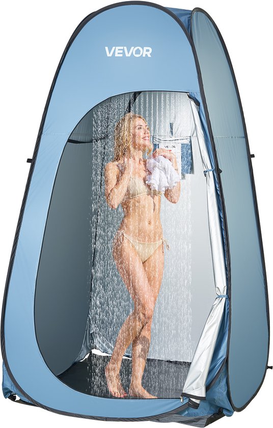 VEVOR Douchetent met Douchezak, Toilettent (1194x1194x1905 mm), Omkleedtent Incl. Haringen, Touwen & Draagtas, Privacytent Gemaakt van 190t Polyester Voor Kamperen, Strand, Vissen, Blauw van Merkloos — afbeelding 2