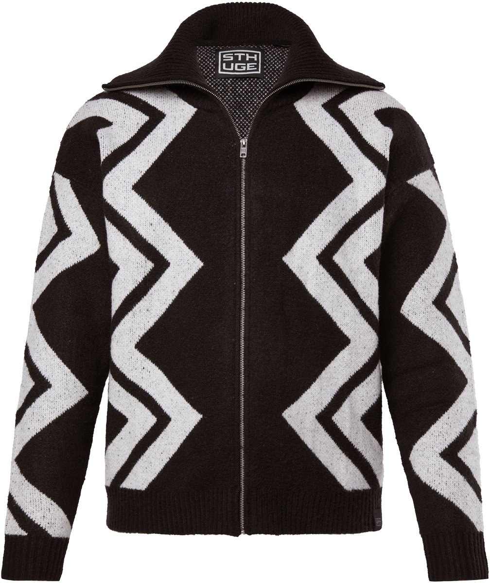 STHUGE - Heren - Vest zigzagmotief - Zwart - Maat 3XL