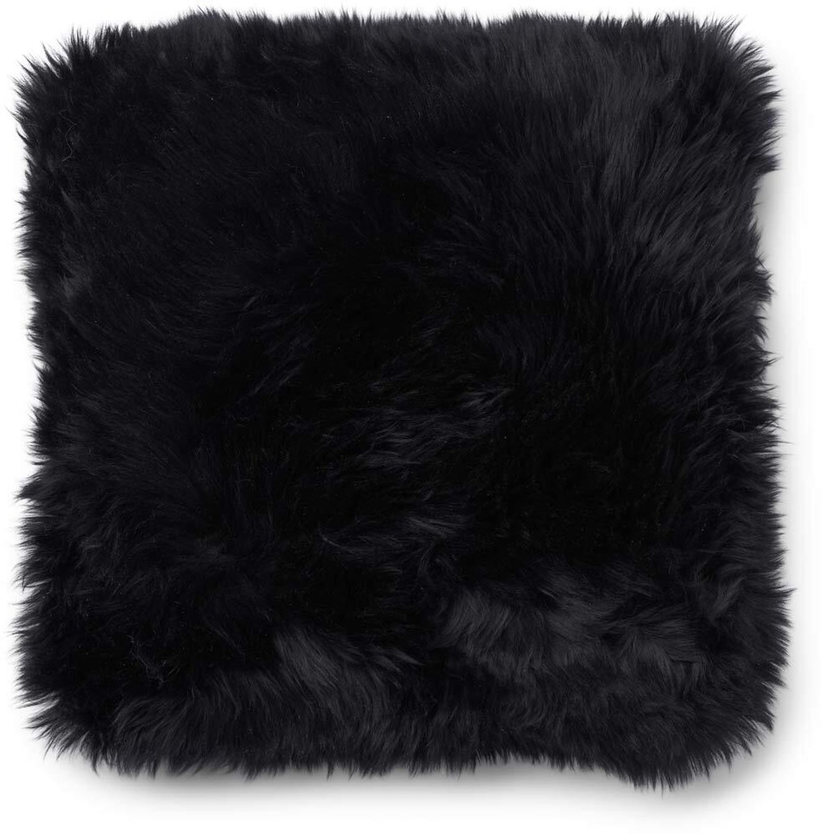 Sheepskin House Langharig Schapenvacht Kussen - 52x52 cm Charcoal/Black