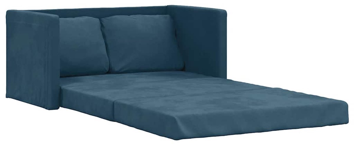vidaXL Slaapbank - vloermodel - 2-in-1 - 122x204x55 - cm - fluweel - blauw