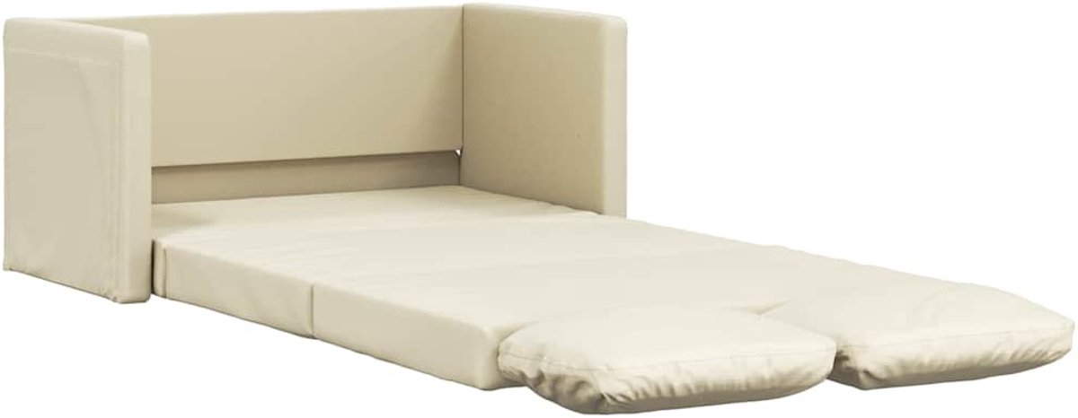 vidaXL Slaapbank - vloermodel - 2-in-1 - 112x174x55 - cm - kunstleer - crèmekleur