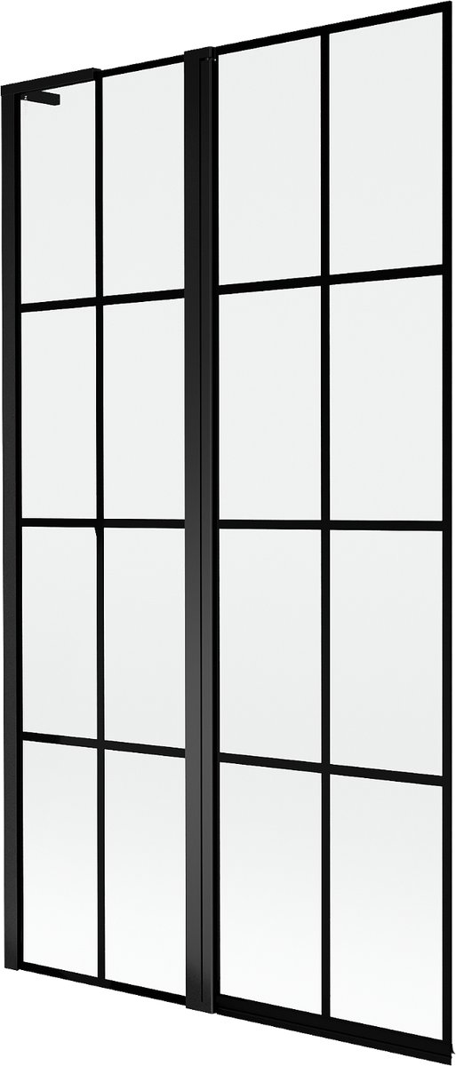 Mexen Mist L badwand 2-delig links 100 x 150 , zwart raster, zwart - 8A9L-100-011-70-77-L