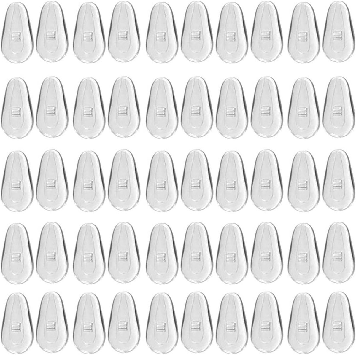 Verpakking met 25 zachte siliconen neuspads, die gebruikt kunnen worden als antislipmiddel voor zonnebrillen. Gemaakt van transparant materiaal, geschikt voor vrouwen en studenten.