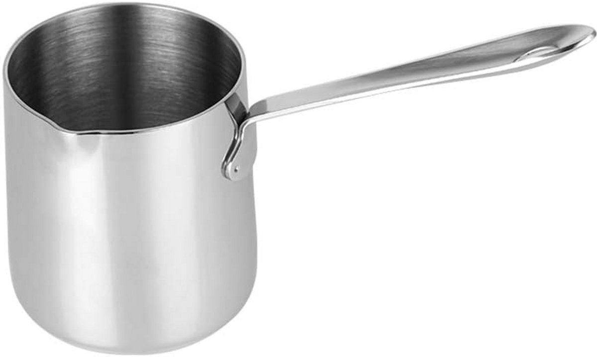 Mini Melkpan met Tuit - Roestvrij Staal Boterwarmer & Koffiekan - 370ml