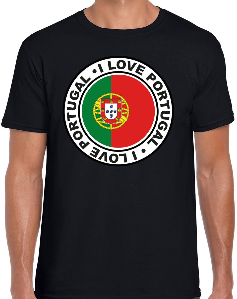 Bellatio Decorations Verkleed T-shirt voor heren - I love Portugal - zwart - voetbal supporter - themafeest M