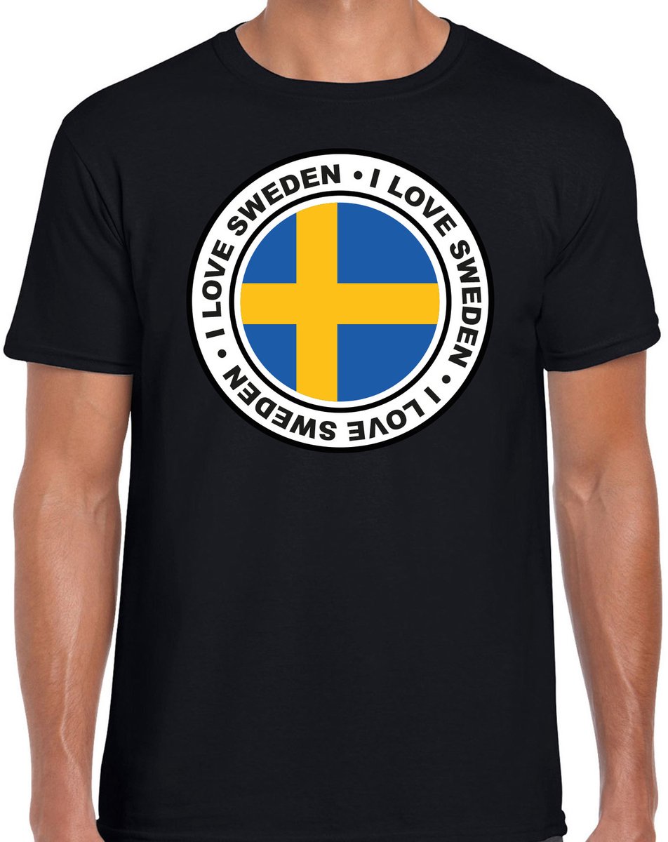 Bellatio Decorations Verkleed T-shirt voor heren - I love Zweden - zwart - voetbal supporter - themafeest XXL