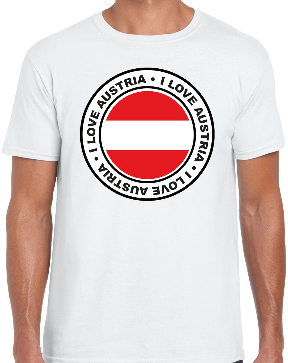 Bellatio Decorations Verkleed T-shirt voor heren - I love Oostenrijk - wit - voetbal supporter - themafeest L