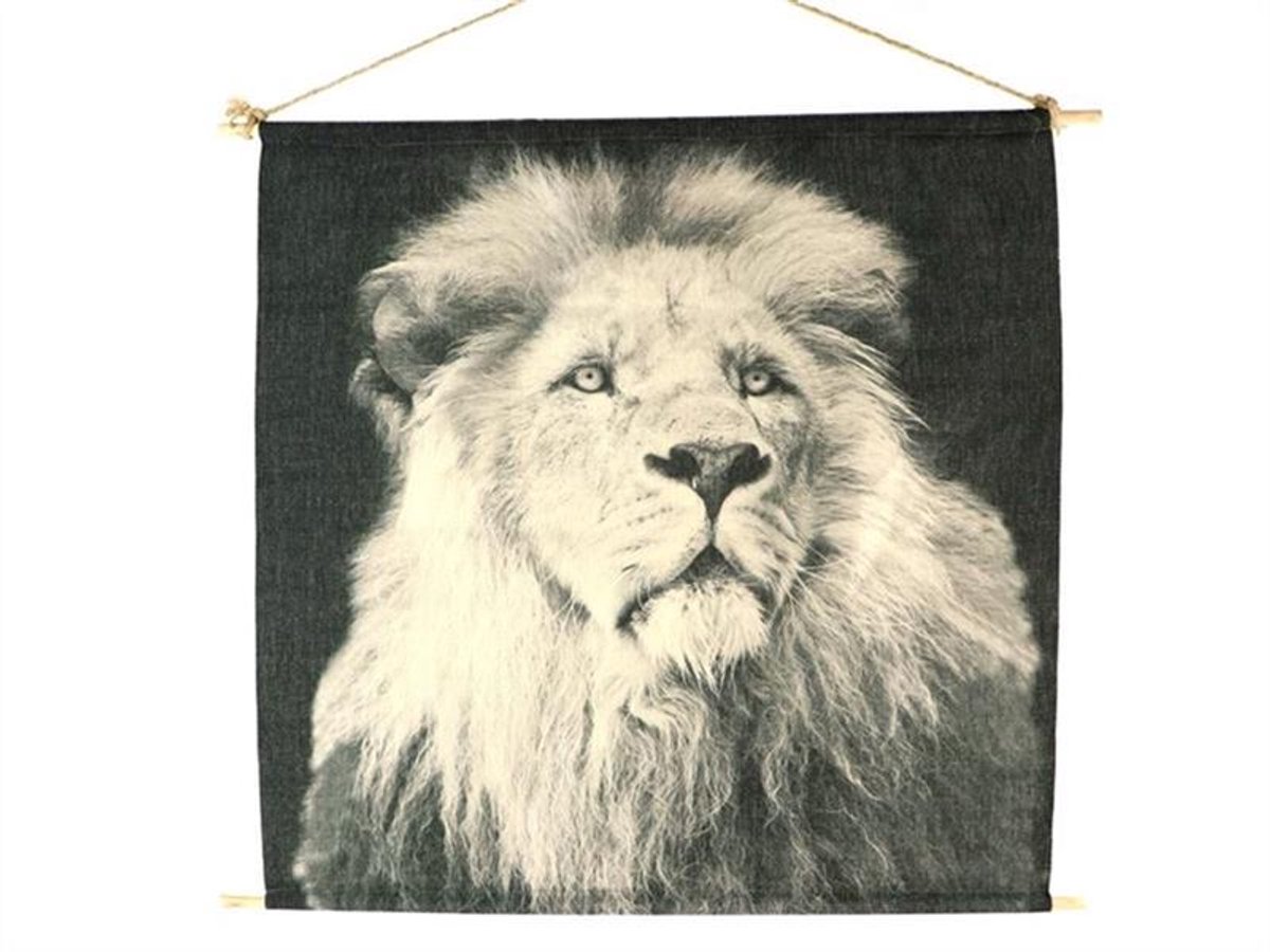 HBX natural living wanddecoratie leeuw katoen dierenkamer 70x70cm.
