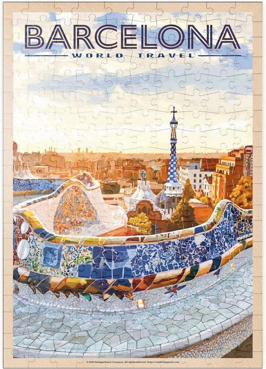 Legpuzzel Park Güell - Mozaïek Puzzel Stadsgezicht - Ontspanning Thuis - Hoge Resolutie Print - 200 Stukjes - Multicolor