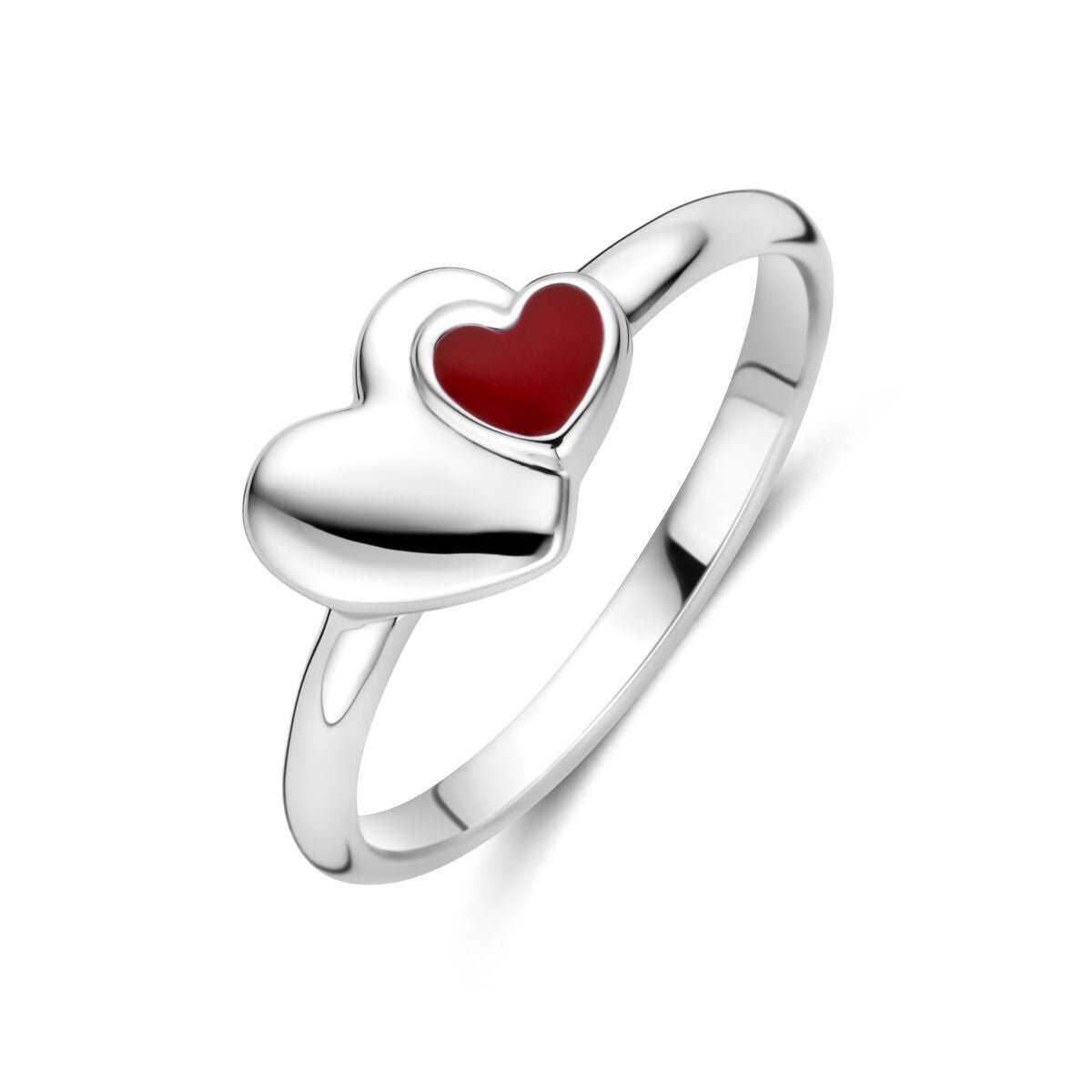 Zilveren Ring met Emaille Hart – Gerhodineerd 925 Zilver - 1341966
