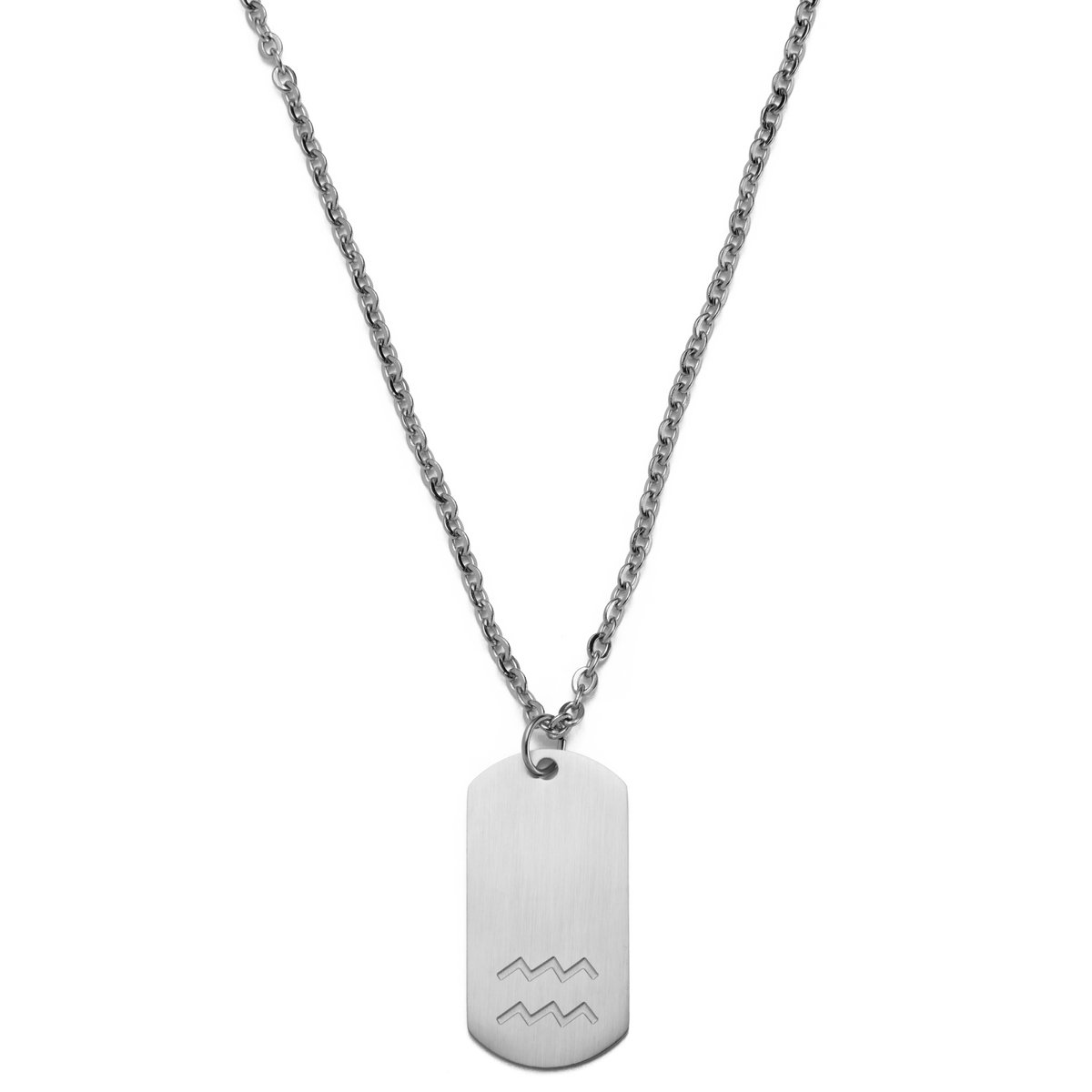 Zilverkleurige Stalen Ketting met Sterrenbeeld Waterman