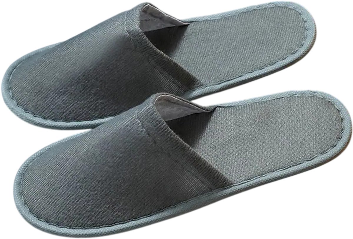 10 Paar Hotel Slippers - Pantoffels Sauna Wegwerp - Gasten Sloffen - Grijs