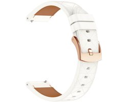 Leren bandje - geschikt voor Garmin Venu (2 Plus) / Venu SQ (2) / Vivomove (Style - Sport) / Vivoactive 3 / 5 / 6 / Forerunner 55 / 165 / 245 / 645 / 570 - 42mm - leer - wit