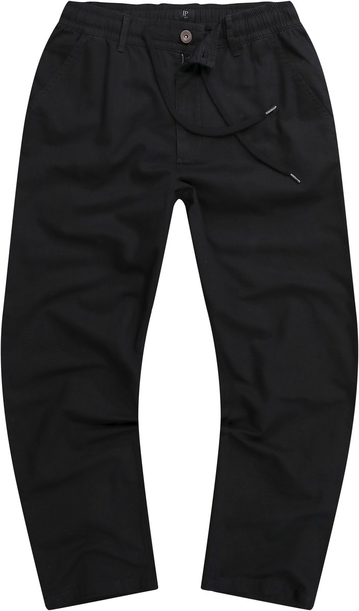 JP 1880 - Heren - Broek linnenlook casual pasvorm elastische band - Zwart - Maat 4XL
