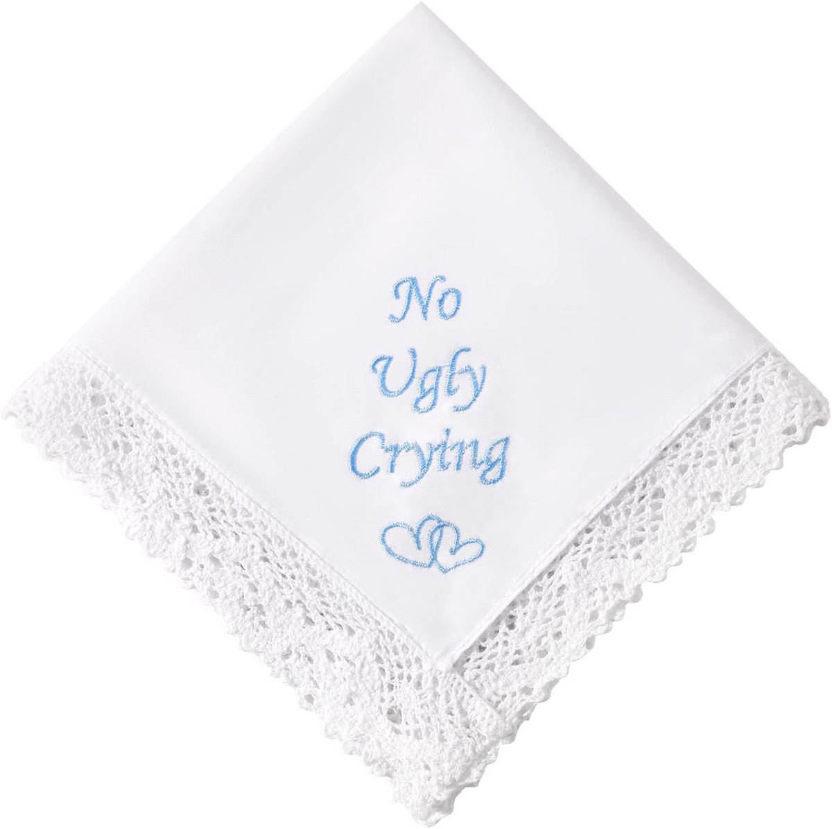 Geborduurde Katoenen Zakdoek met Kant voor Bruiloft Cadeau Wit 32x32cm