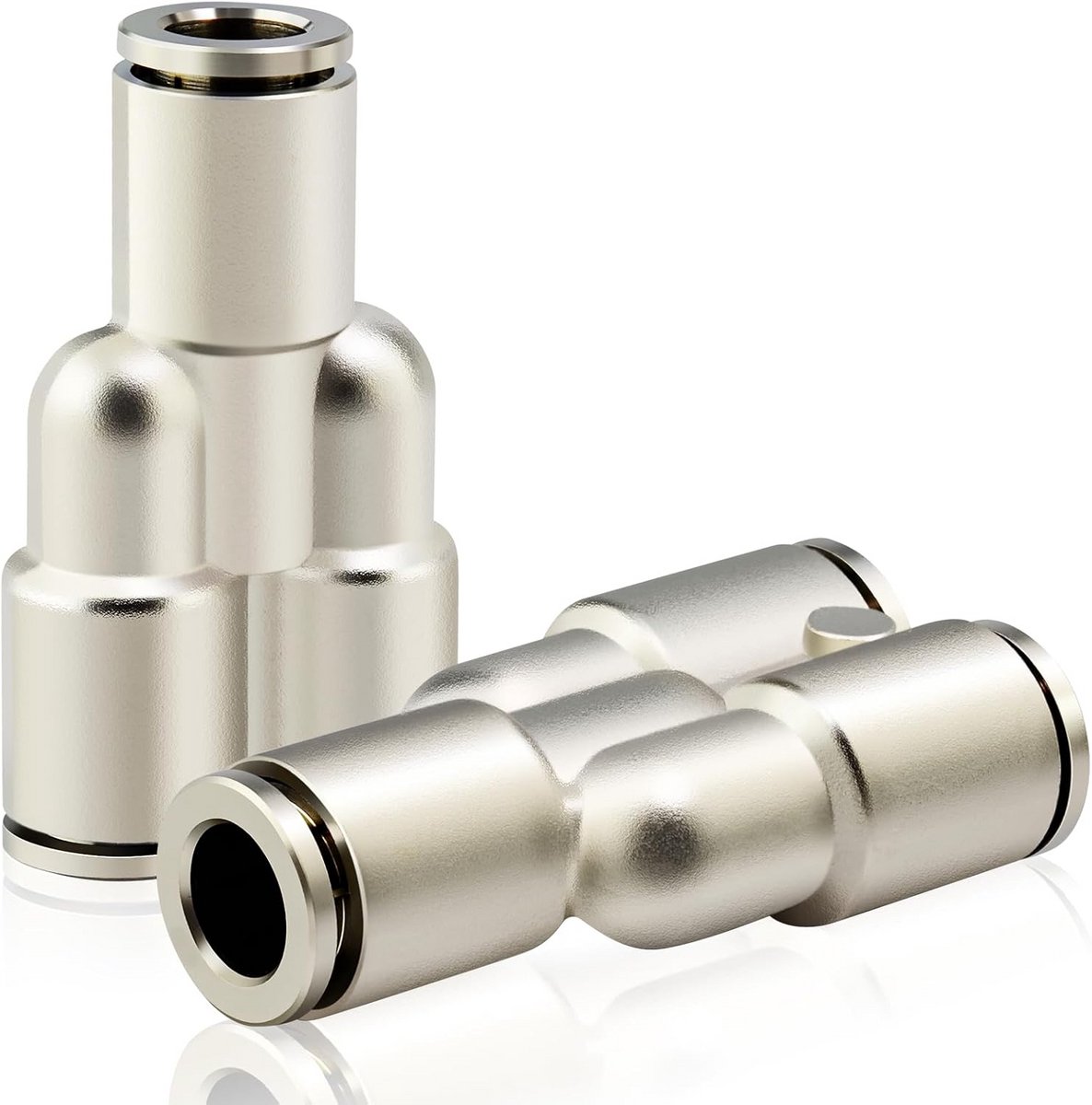 Rechte Pneumatische Koppeling 10mm OD Vernikkeld Koper Push-to-Connect (Set van 2)