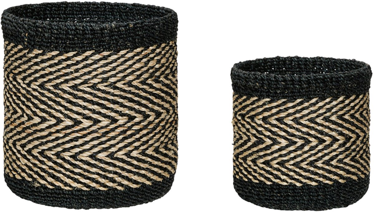 Criss Cross Baskets Black/Natural (set of 2)