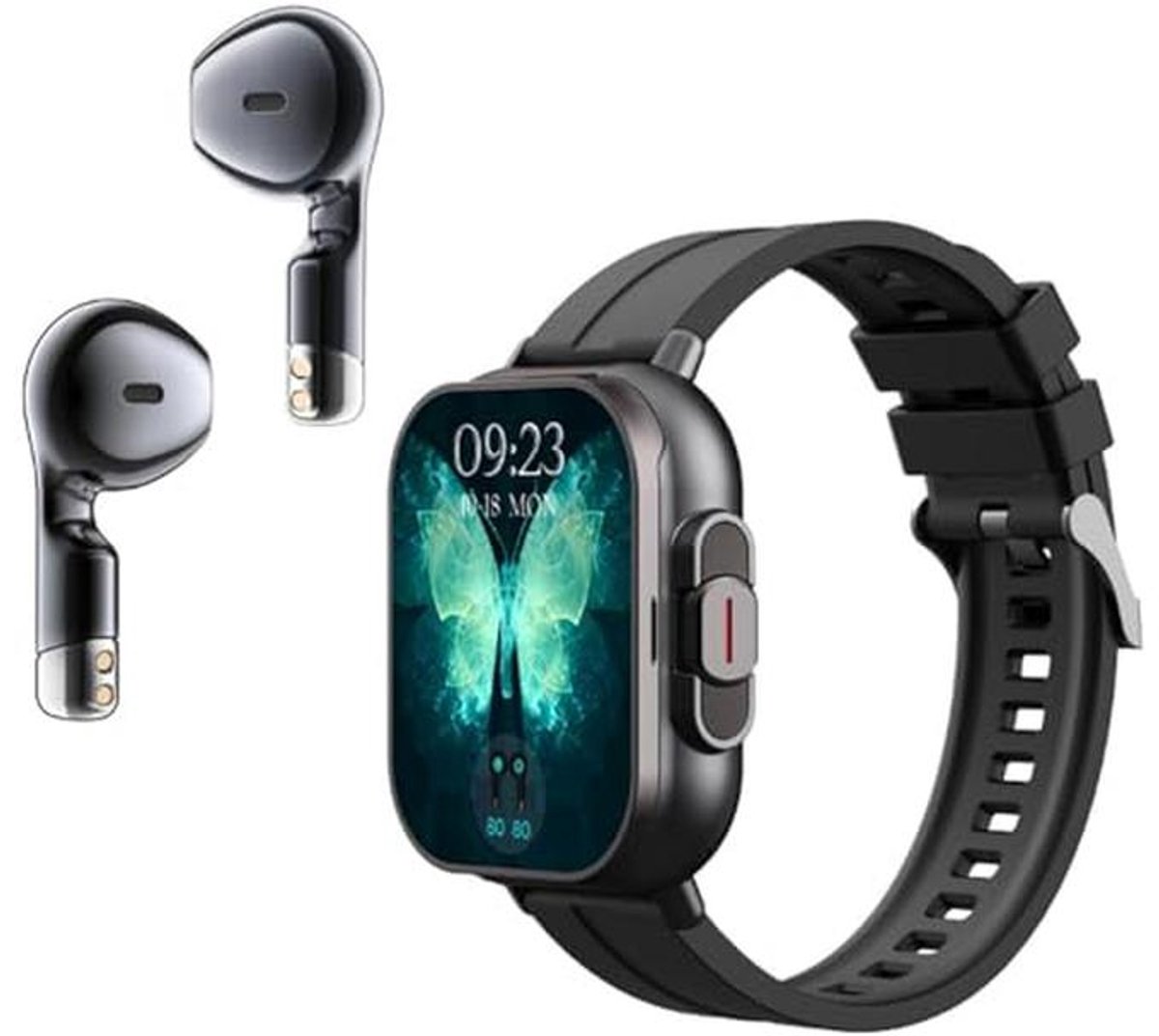 Smartwatch met Draadloze Oordopjes en Gezondheids- en Fitnesstracker voor Heren en Dames