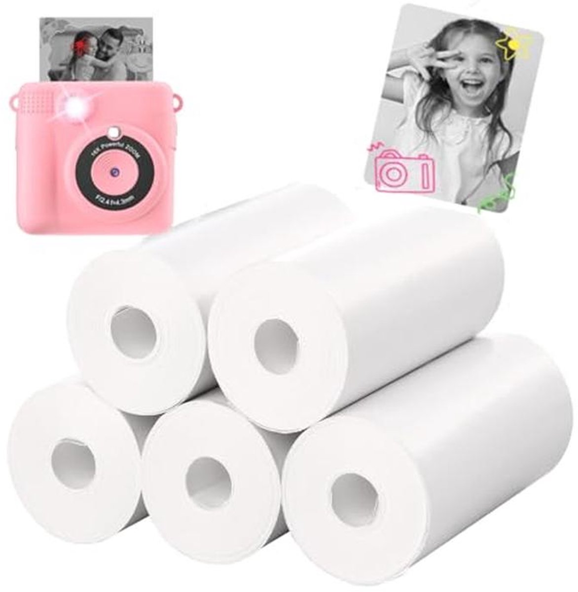 Thermisch Printpapier voor Kinderen - 6 Rollen Navulpapier voor Instant Camera's