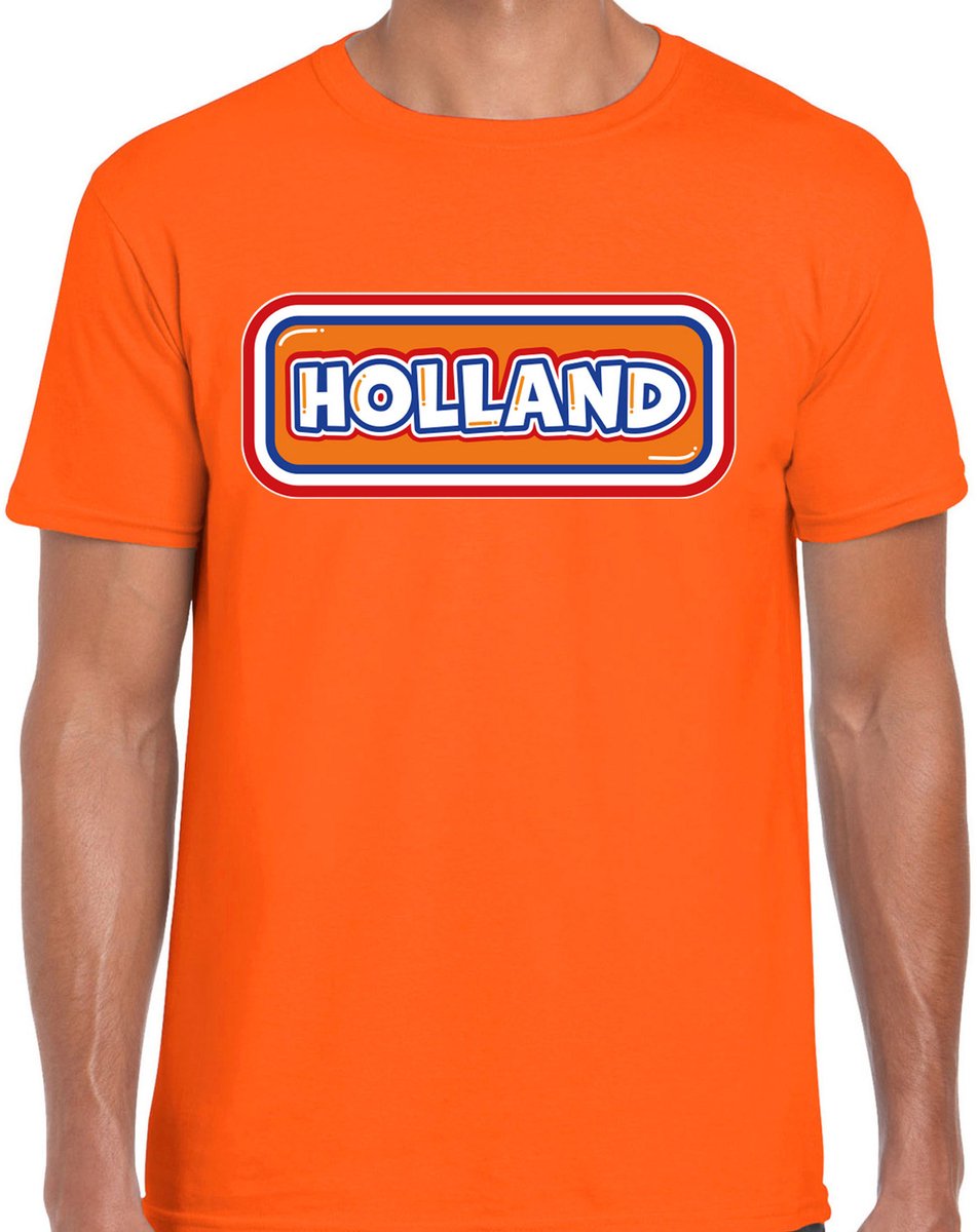 Bellatio Decorations Verkleed T-shirt voor heren - Holland - oranje - voetbal supporter - themafeest XL