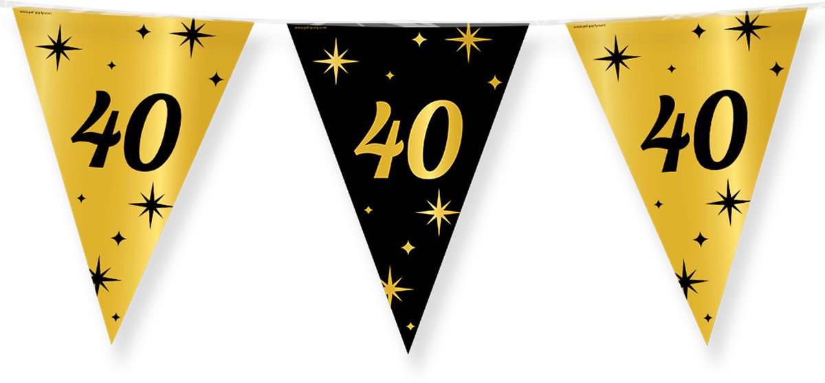 BTH - Slingers - 40 Jaar - Goud en Zwart - Slingers Verjaardag - Vlaggenlijn - 40 Jaar Verjaardag Vrouw - Verjaardag - 1x — afbeelding 5