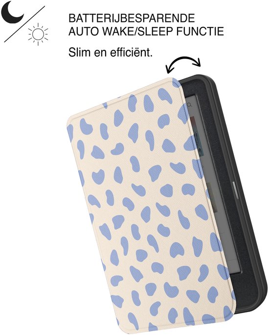Lunso Geschikt voor Kobo Clara BW / Clara Colour hoesje (6 inch) - Vegan Saffiano Leren Sleep Cover - Azure Pebble van Merkloos — afbeelding 2