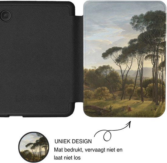 Lunso Geschikt voor Kobo Clara BW / Clara Colour hoesje (6 inch) - Vegan Saffiano Leren Sleep Cover - Italian Landscape van Merkloos — afbeelding 5