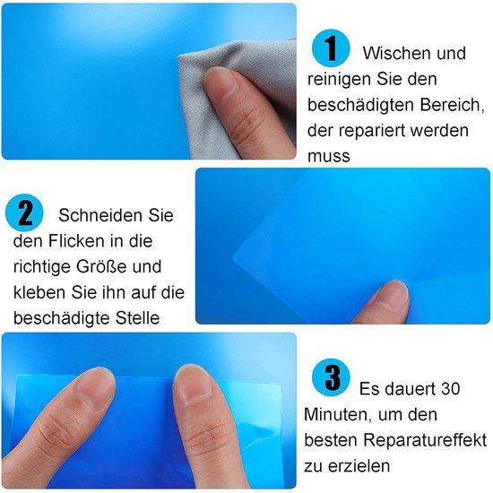 Reparatiepleisters Zwembad - Zelfklevende Patches - Waterdicht Repareren - Onderwater Geschikt - 10x25cm - Blauw — afbeelding 5