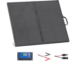 VEVOR Opvouwbaar Zonnepaneel 100w, 16bb N-Type Draagbare Monokristallijne Zonnemodule met Frame, 24% Rendement, Ip67, Oplader met 30a Pwm-Controller en Mc4-Uitgang voor Kamperen en Wandelen