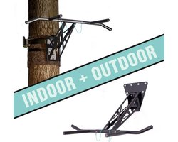 Mobiele Optrekstang - Dip Station - Binnen en Buiten - Meer dan 35 oefeningen - 100 cm Breed - Zwart